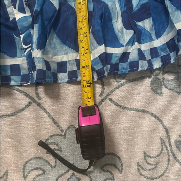 FARM Rio Sweet Rio Blue and White Patterned Balloon Sleeve Ruffle Mini Dress - Picture 9 of 9